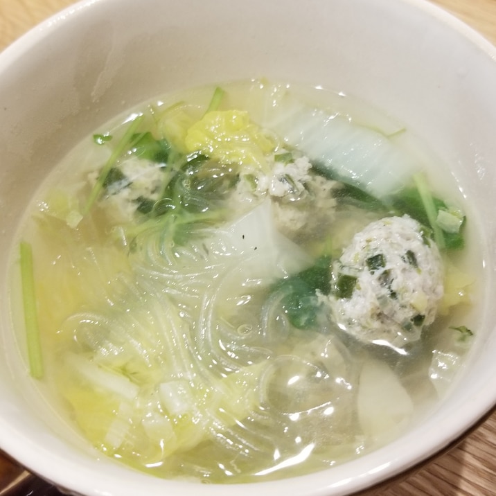 余った餃子の具で春雨スープ